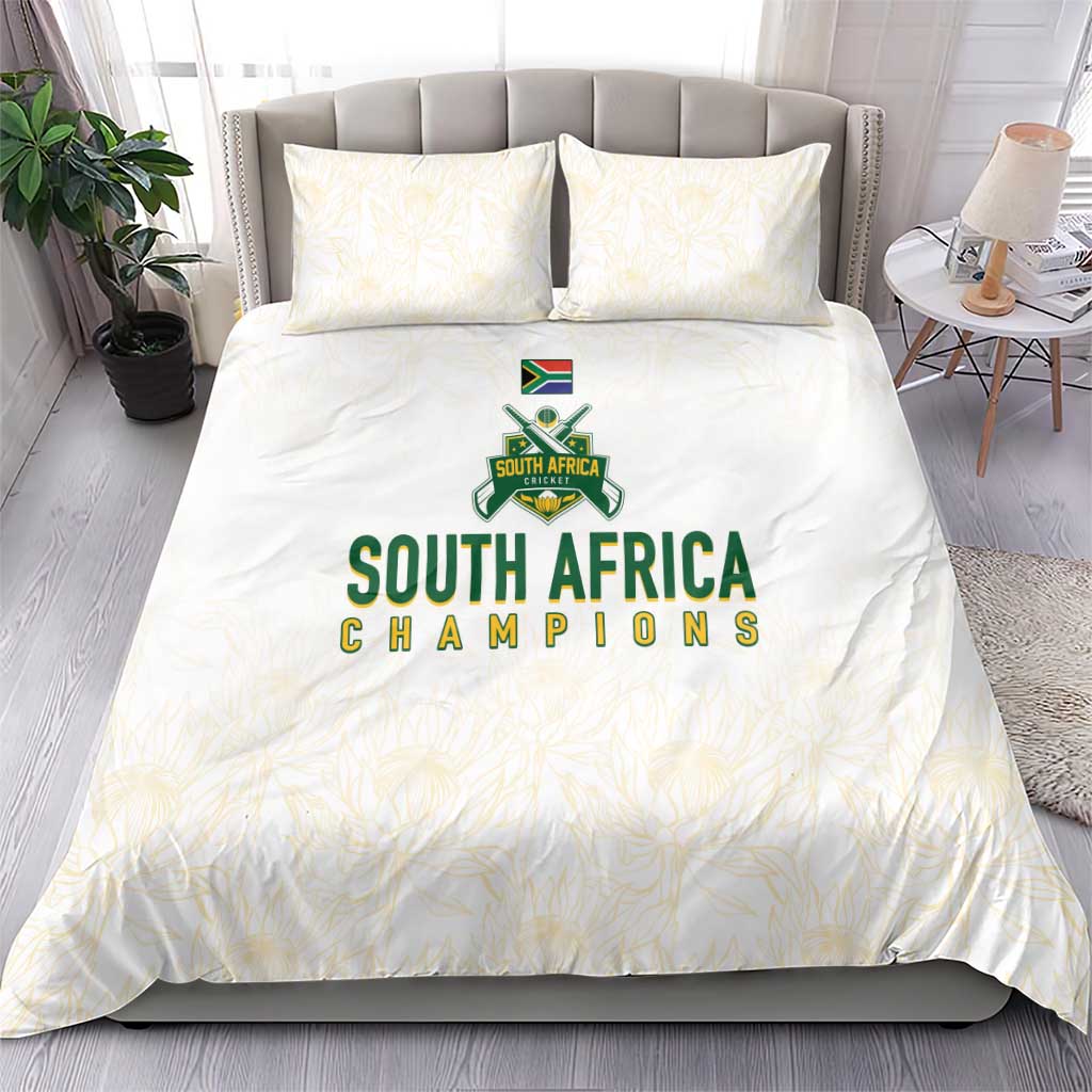 South Africa Cricket Champion Bedding Set Gold Proteas - All White - African Pride