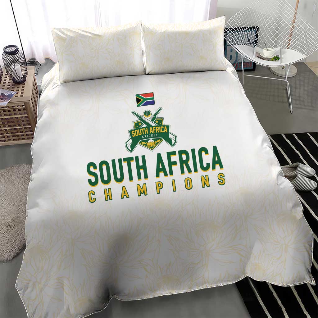 South Africa Cricket Champion Bedding Set Gold Proteas - All White - African Pride