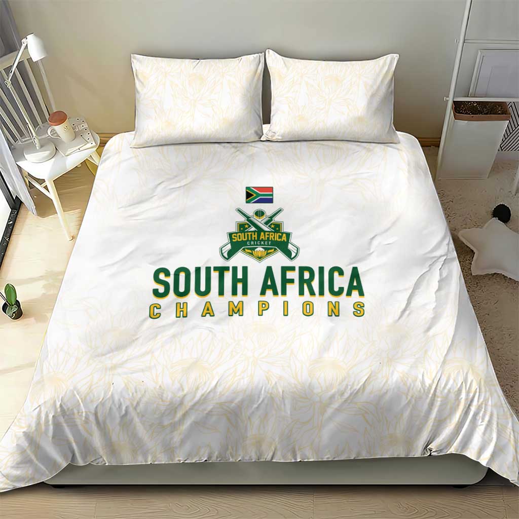 South Africa Cricket Champion Bedding Set Gold Proteas - All White - African Pride