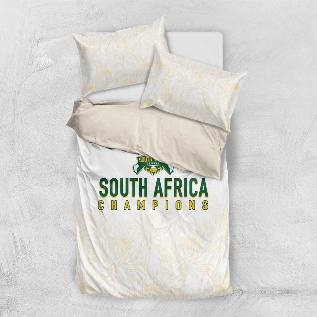 South Africa Cricket Champion Bedding Set Gold Proteas - All White - African Pride