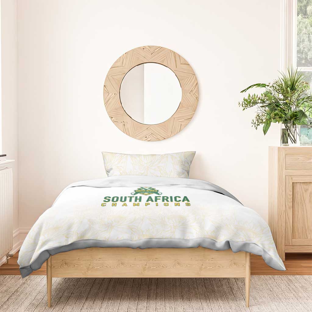 South Africa Cricket Champion Bedding Set Gold Proteas - All White - African Pride