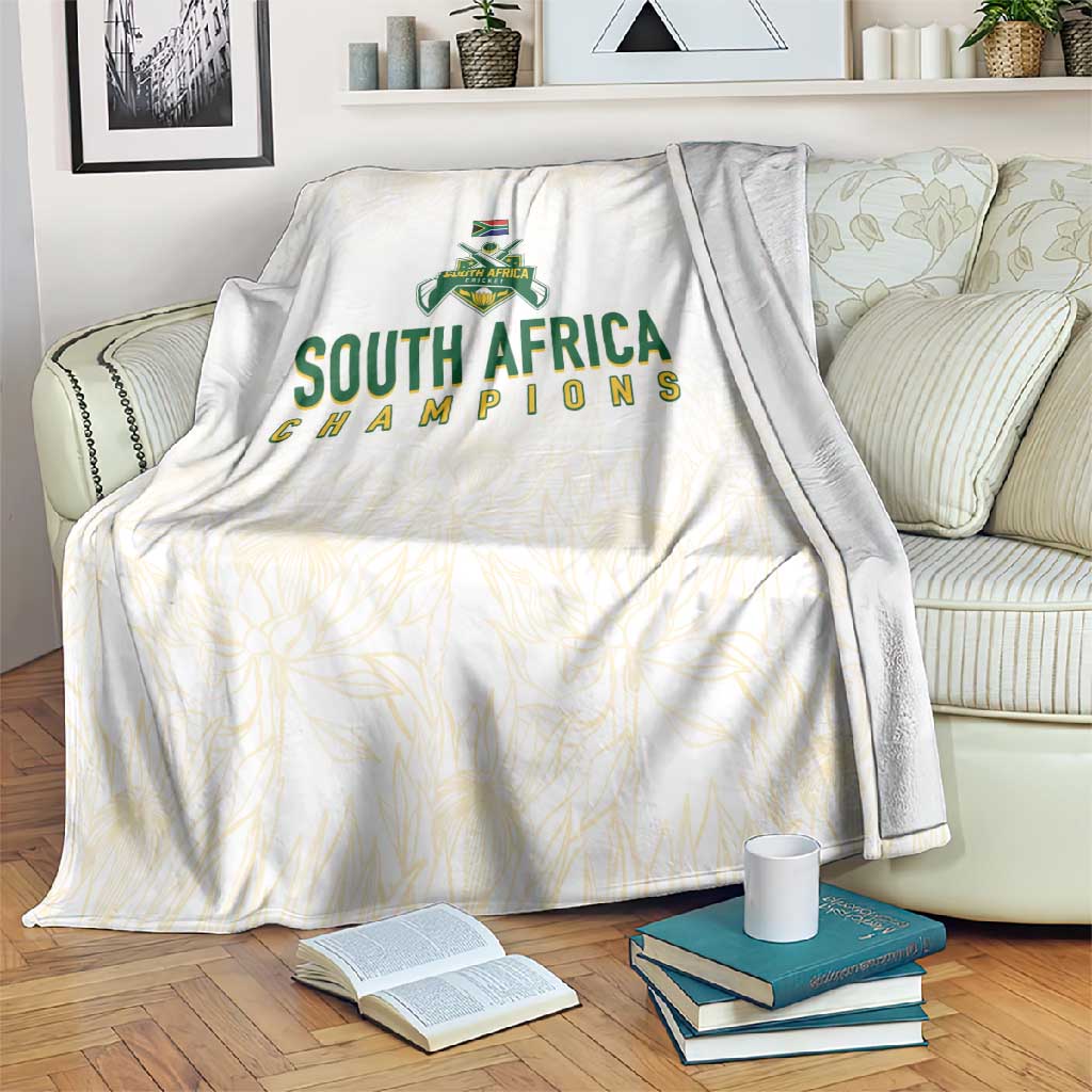 South Africa Cricket Champion Blanket Gold Proteas - All White - African Pride