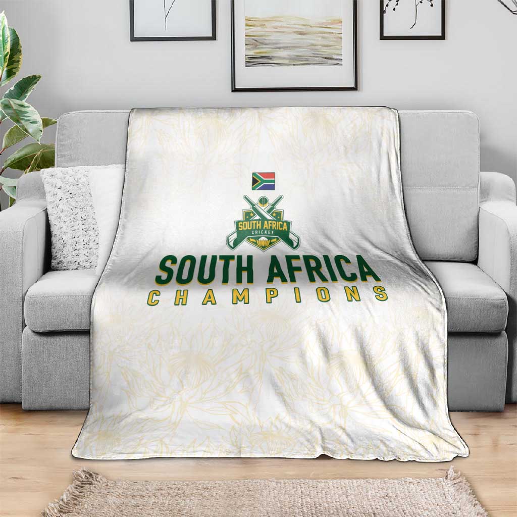 South Africa Cricket Champion Blanket Gold Proteas - All White - African Pride