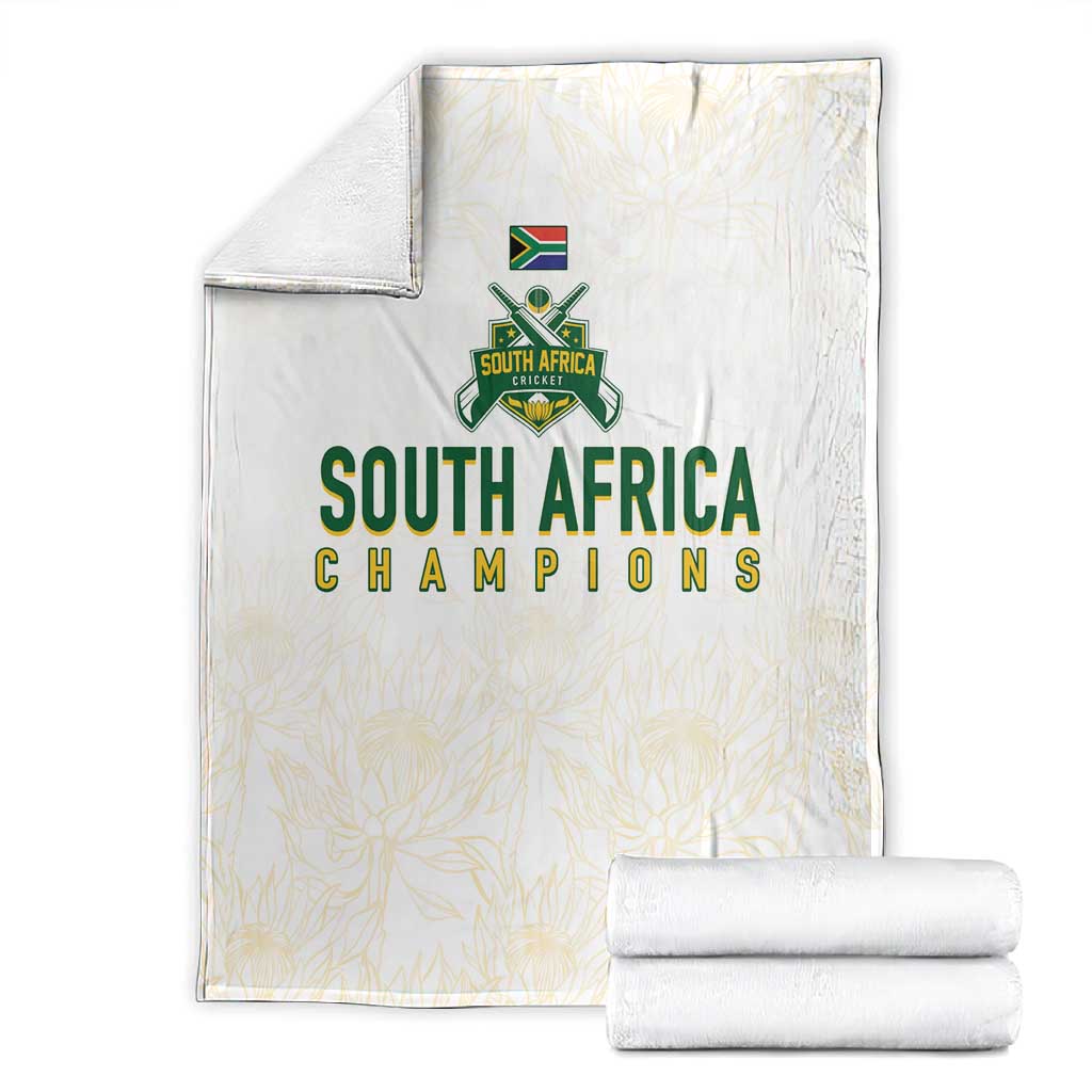 South Africa Cricket Champion Blanket Gold Proteas - All White - African Pride
