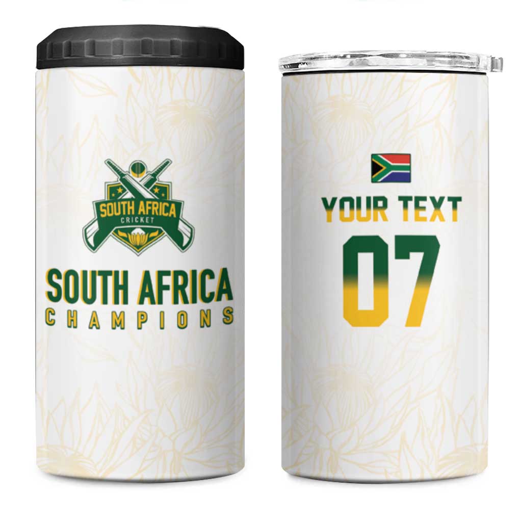 Custom South Africa Cricket Champion 4 in 1 Can Cooler Tumbler Gold Proteas - All White - African Pride