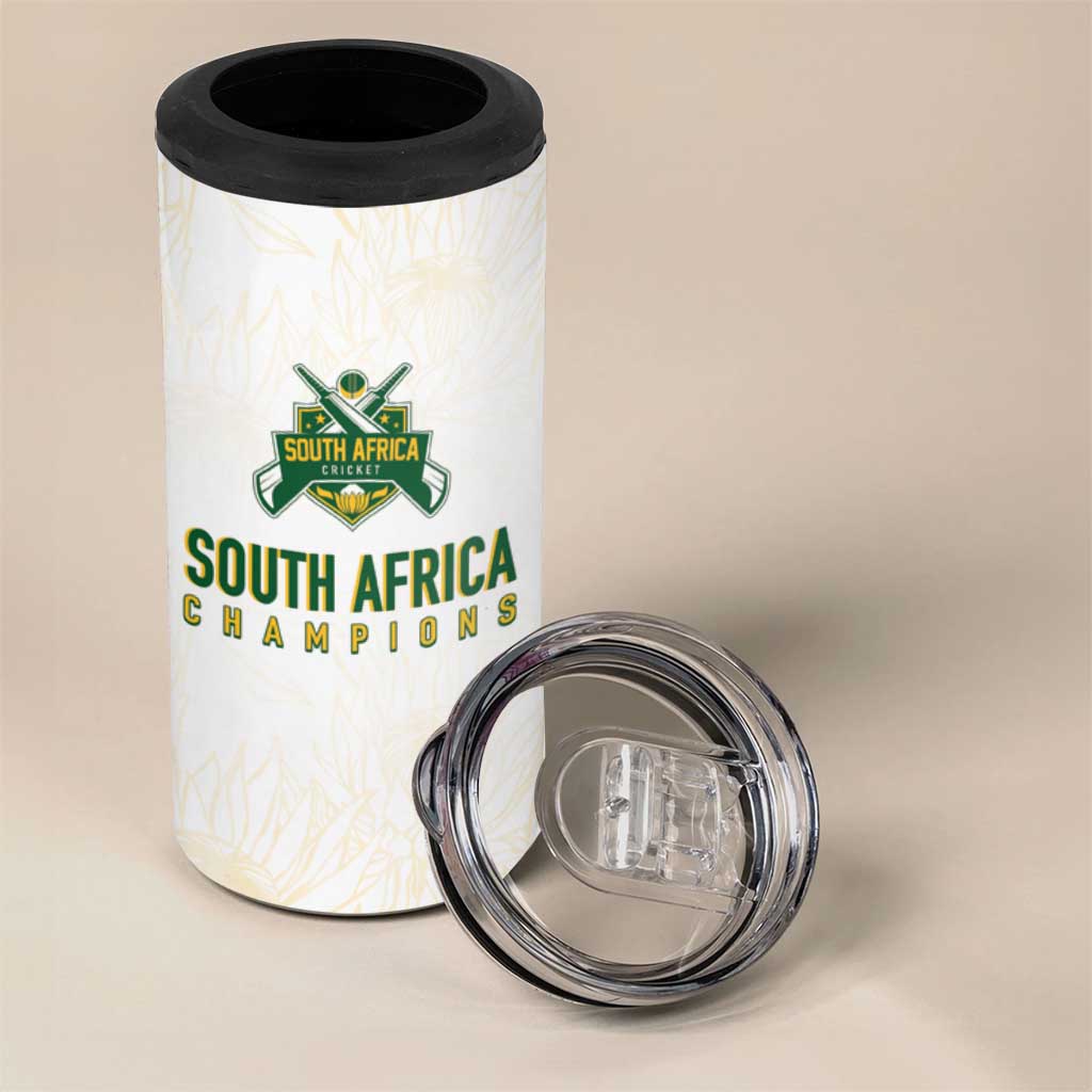 Custom South Africa Cricket Champion 4 in 1 Can Cooler Tumbler Gold Proteas - All White - African Pride