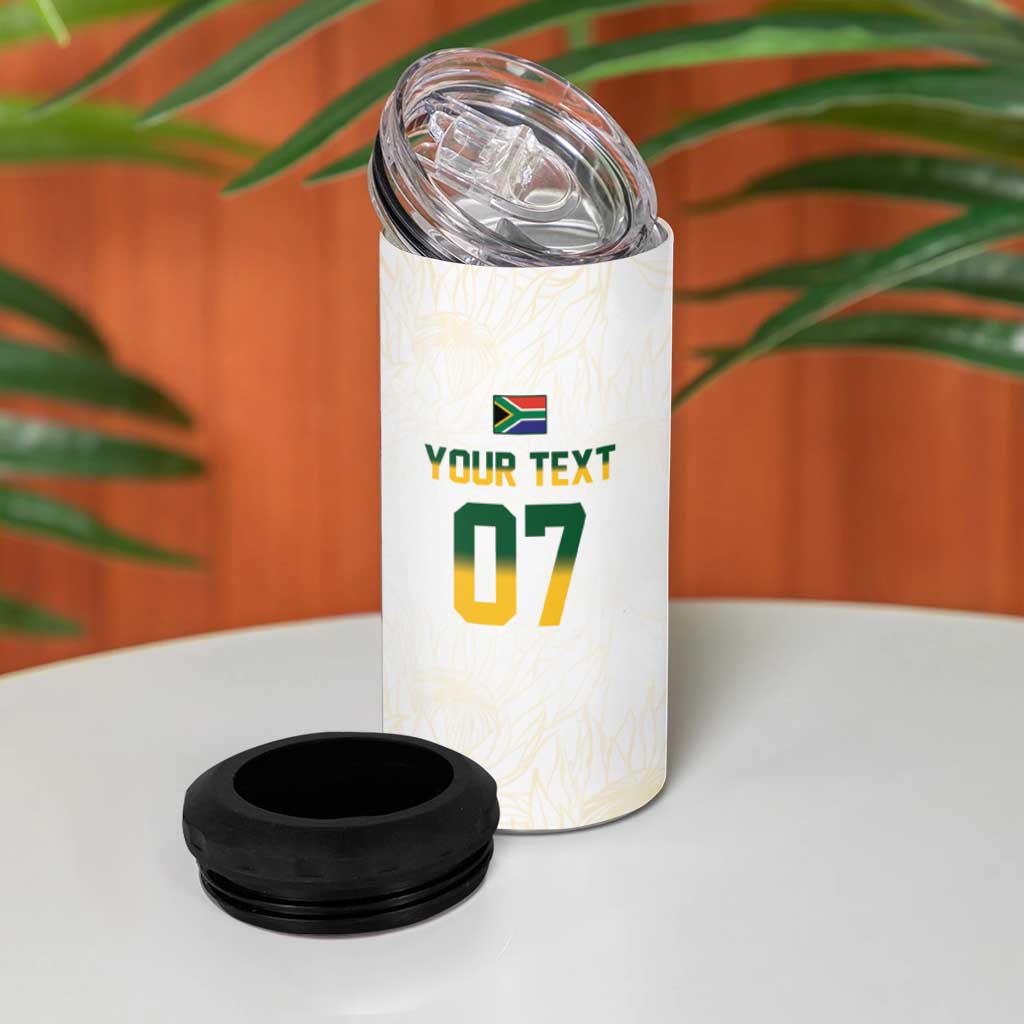 Custom South Africa Cricket Champion 4 in 1 Can Cooler Tumbler Gold Proteas - All White - African Pride