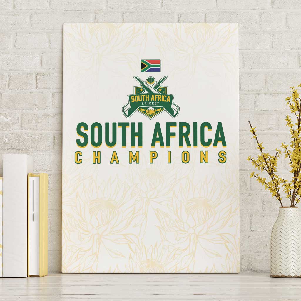 South Africa Cricket Champion Canvas Wall Art Gold Proteas - All White - African Pride