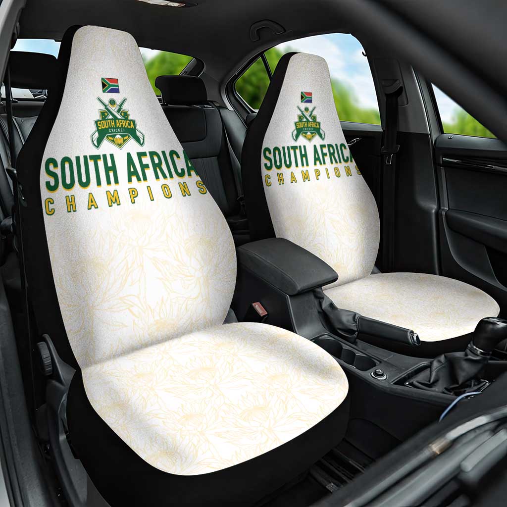 South Africa Cricket Champion Car Seat Cover Gold Proteas - All White - African Pride