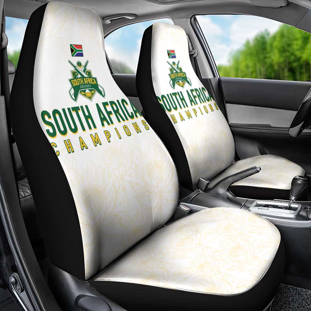 South Africa Cricket Champion Car Seat Cover Gold Proteas - All White - African Pride