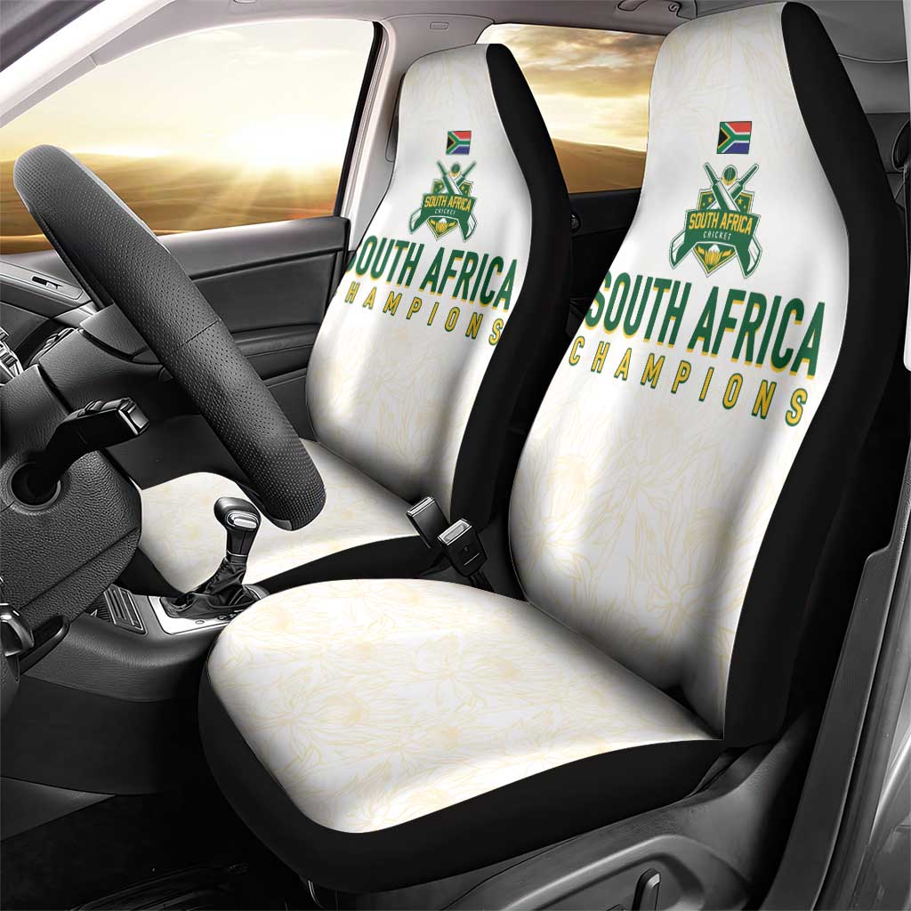 South Africa Cricket Champion Car Seat Cover Gold Proteas - All White - African Pride