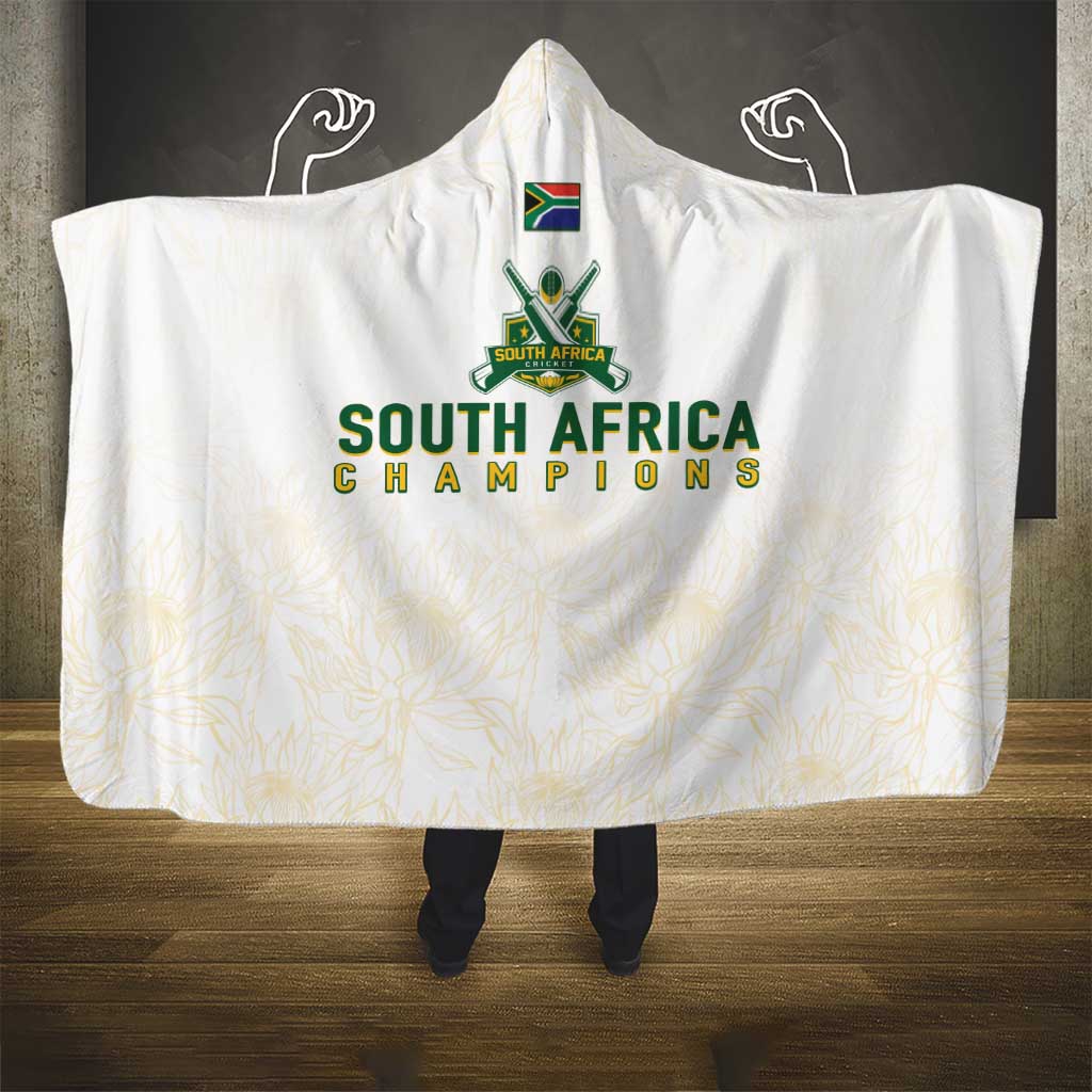 South Africa Cricket Champion Hooded Blanket Gold Proteas - All White - African Pride