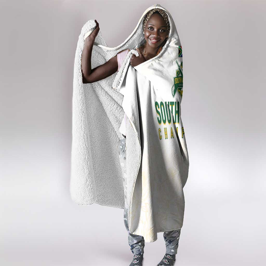 South Africa Cricket Champion Hooded Blanket Gold Proteas - All White - African Pride