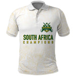 Custom South Africa Cricket Champion Polo Shirt Gold Proteas - All White - African Pride