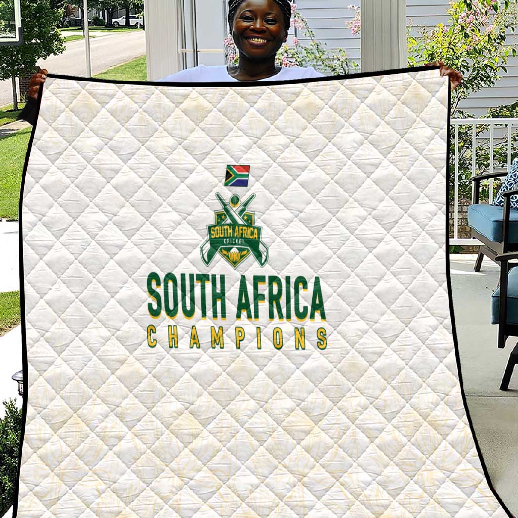 South Africa Cricket Champion Quilt Gold Proteas - All White - African Pride