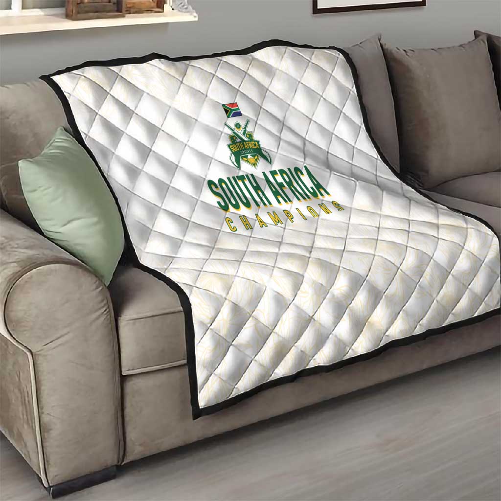 South Africa Cricket Champion Quilt Gold Proteas - All White - African Pride