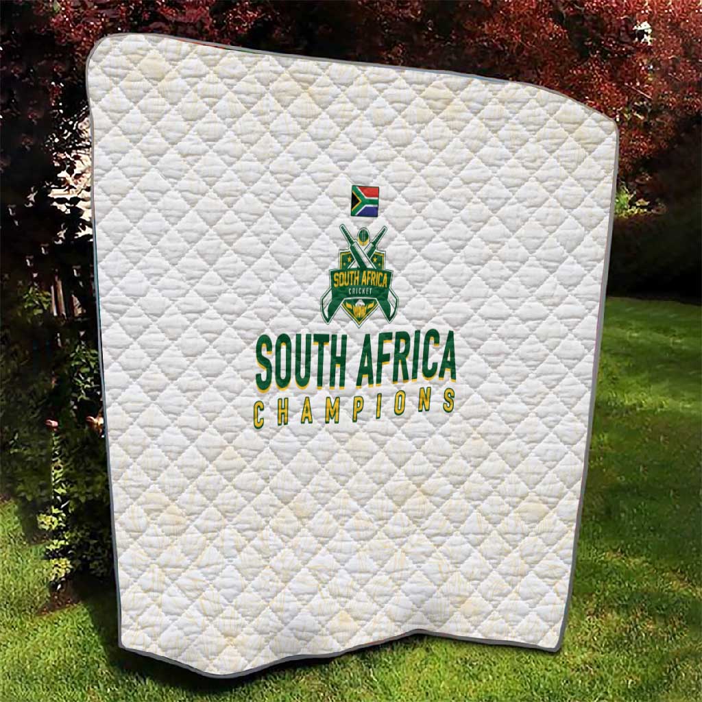 South Africa Cricket Champion Quilt Gold Proteas - All White - African Pride