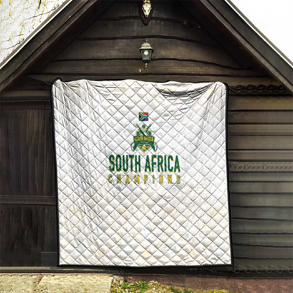 South Africa Cricket Champion Quilt Gold Proteas - All White - African Pride