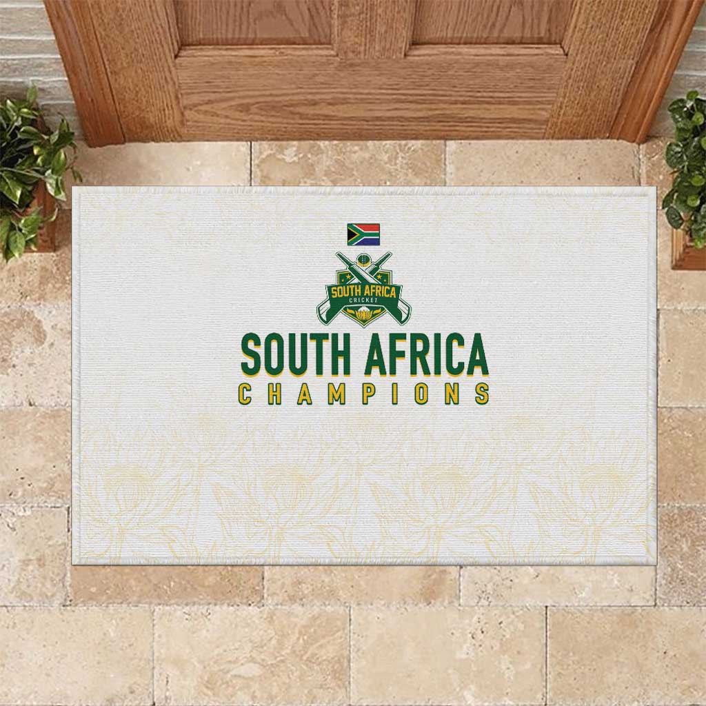 South Africa Cricket Champion Rubber Doormat Gold Proteas - All White - African Pride