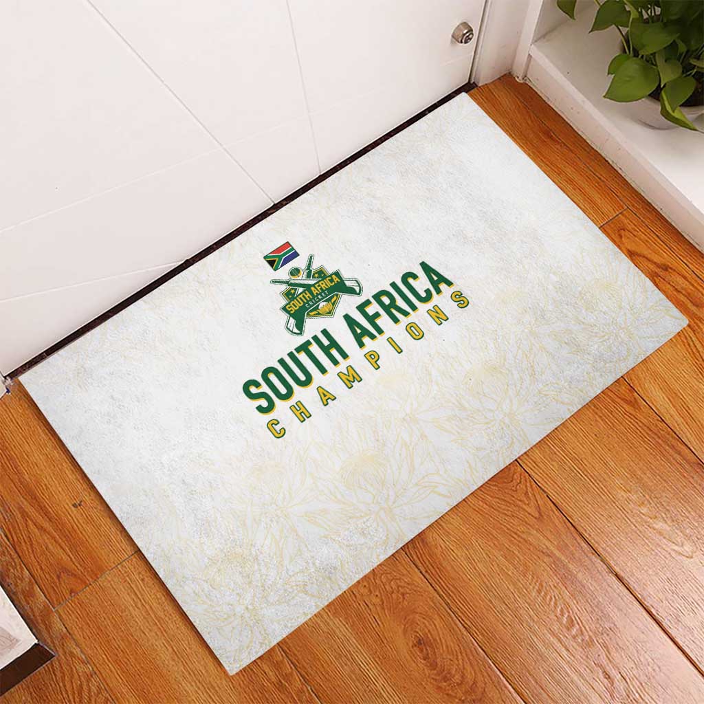 South Africa Cricket Champion Rubber Doormat Gold Proteas - All White - African Pride