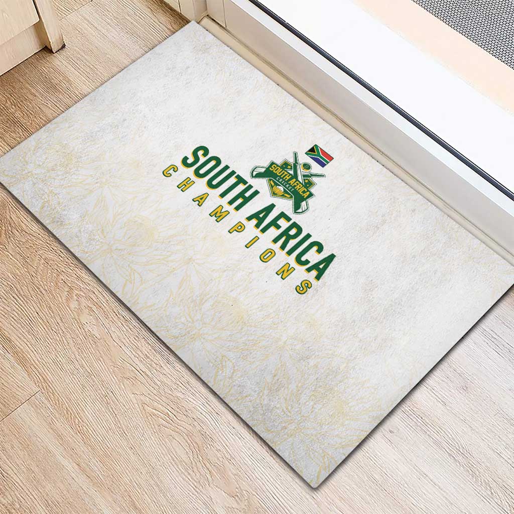 South Africa Cricket Champion Rubber Doormat Gold Proteas - All White - African Pride