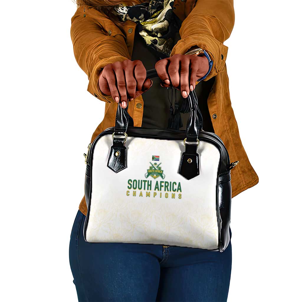 South Africa Cricket Champion Shoulder Handbag Gold Proteas - All White - African Pride
