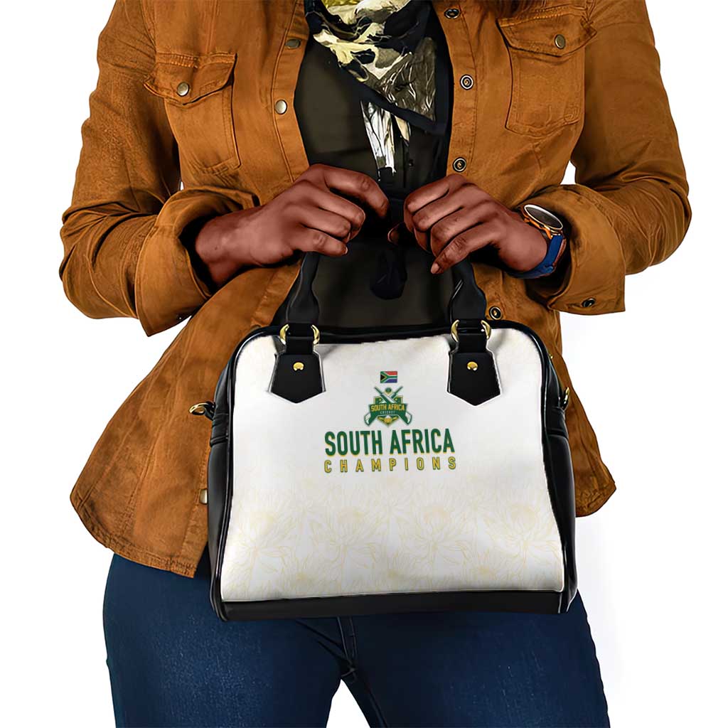 South Africa Cricket Champion Shoulder Handbag Gold Proteas - All White - African Pride