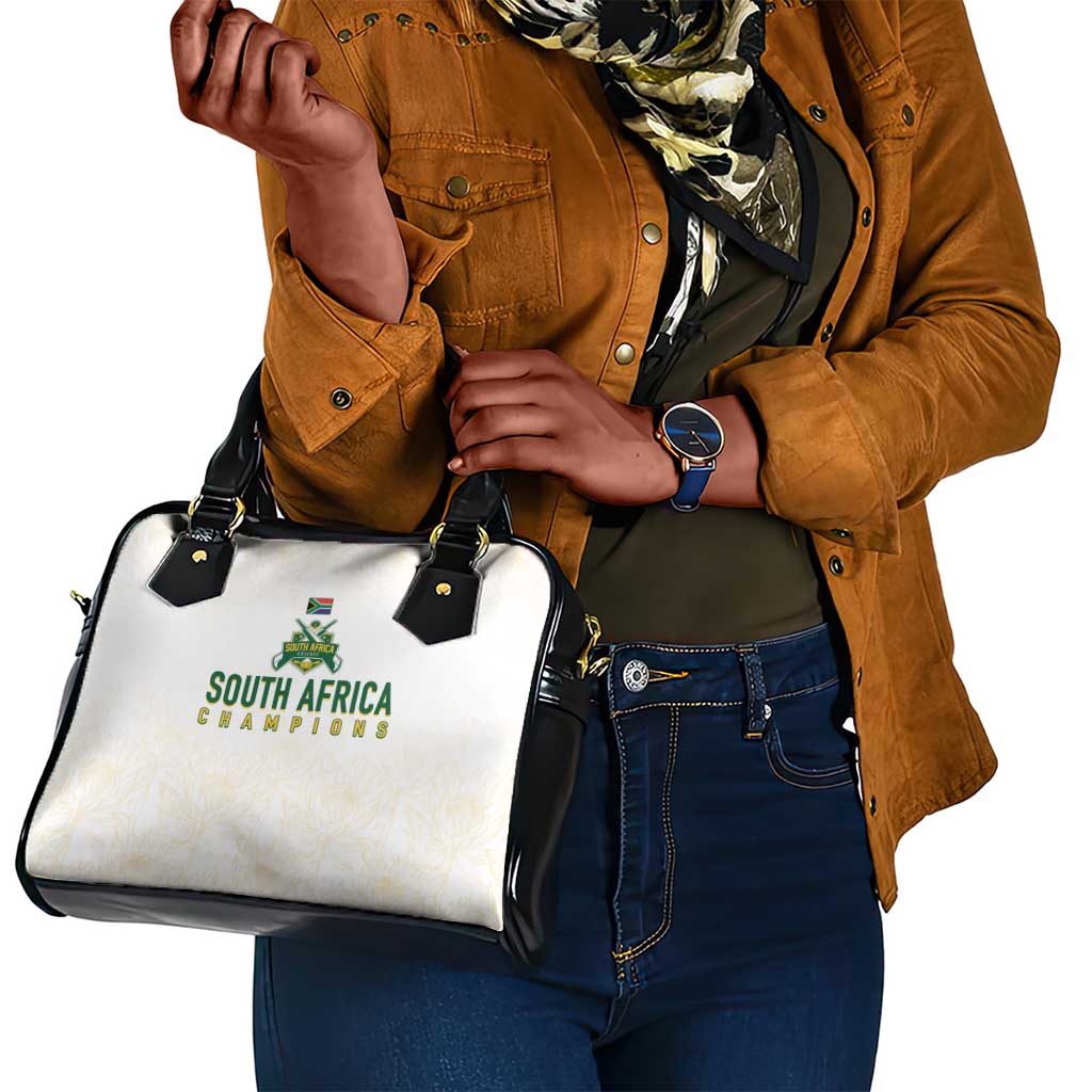 South Africa Cricket Champion Shoulder Handbag Gold Proteas - All White - African Pride