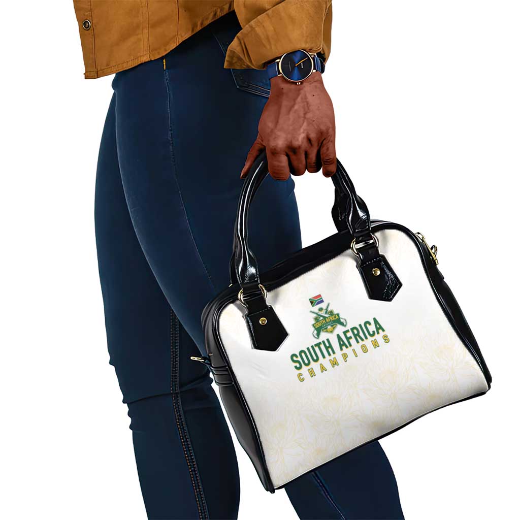 South Africa Cricket Champion Shoulder Handbag Gold Proteas - All White - African Pride