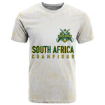 Custom South Africa Cricket Champion T shirt Gold Proteas - All White - African Pride