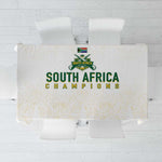 South Africa Cricket Champion Tablecloth Gold Proteas - All White - African Pride