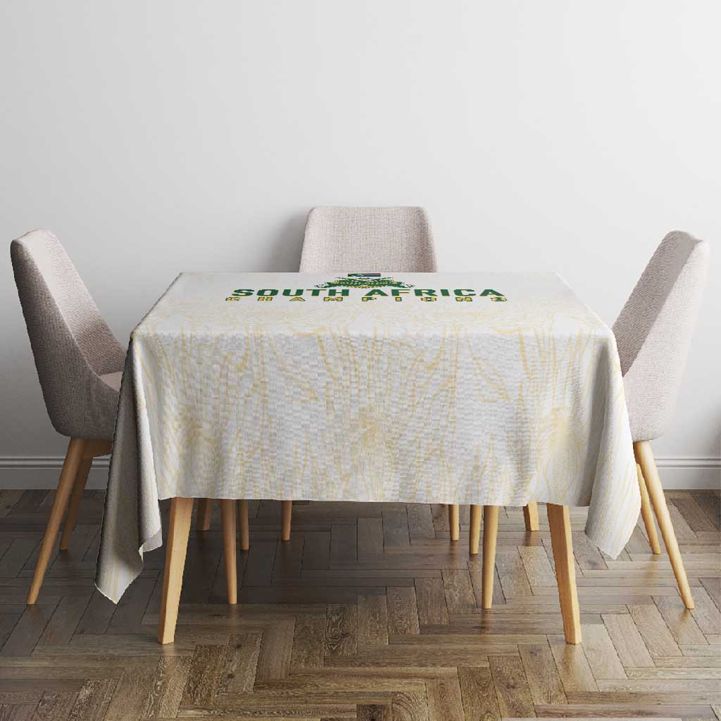 South Africa Cricket Champion Tablecloth Gold Proteas - All White - African Pride
