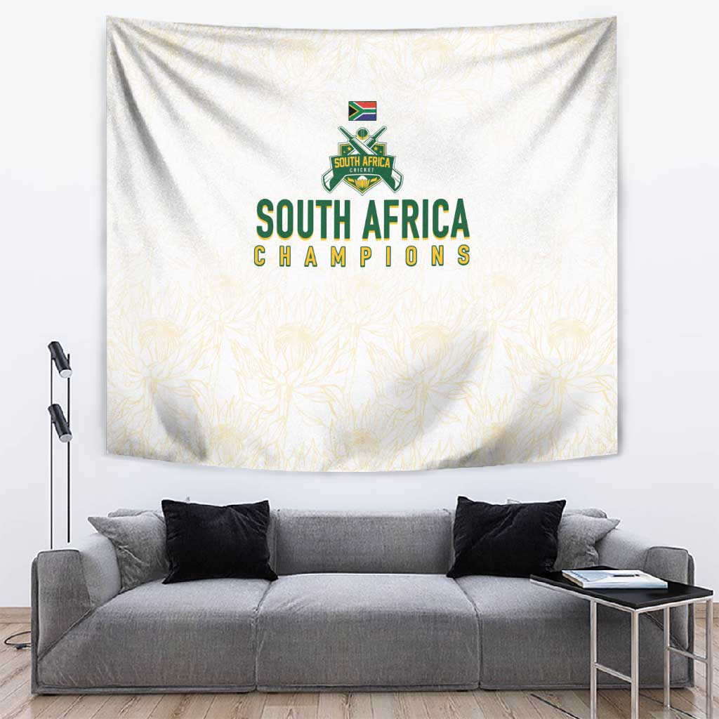 South Africa Cricket Champion Tapestry Gold Proteas - All White - African Pride