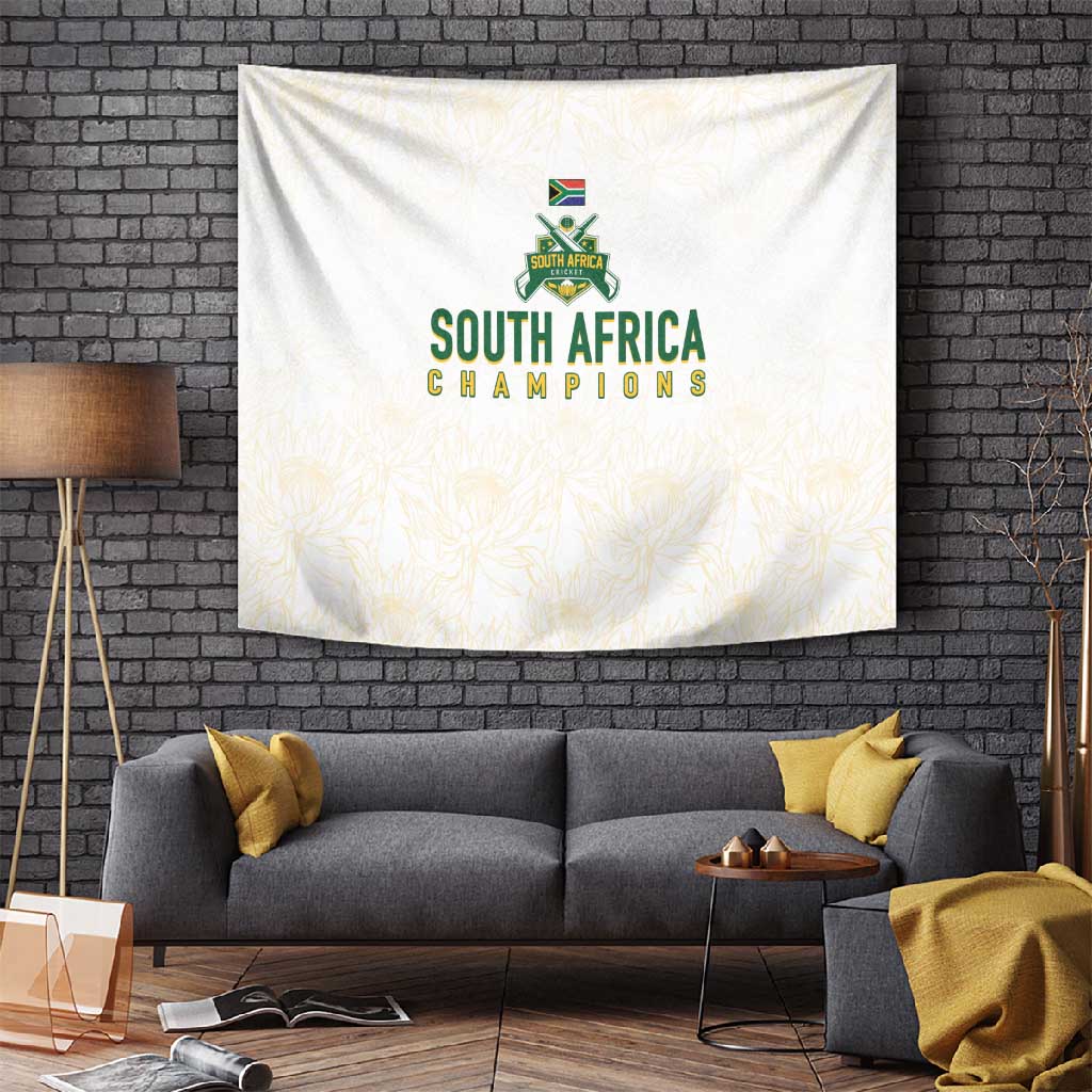 South Africa Cricket Champion Tapestry Gold Proteas - All White - African Pride