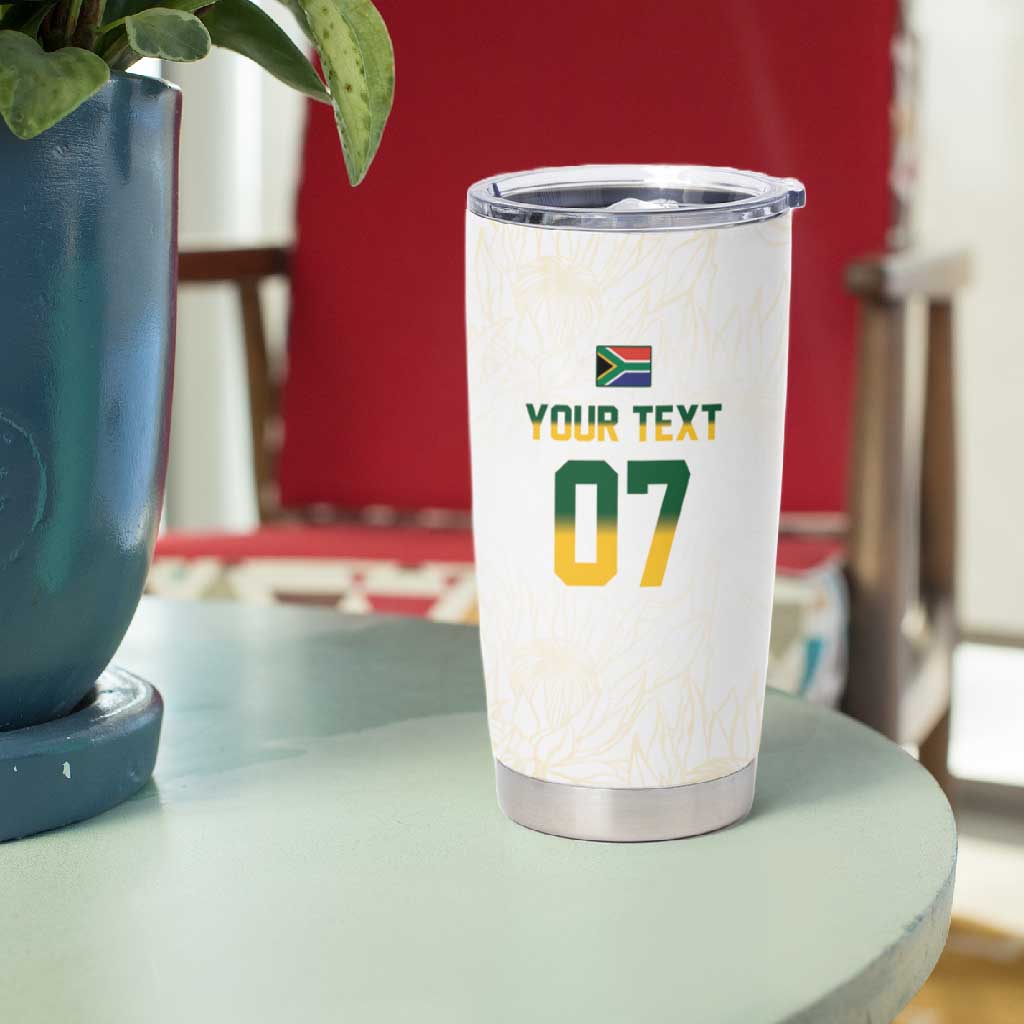 Custom South Africa Cricket Champion Tumbler Cup Gold Proteas - All White - African Pride