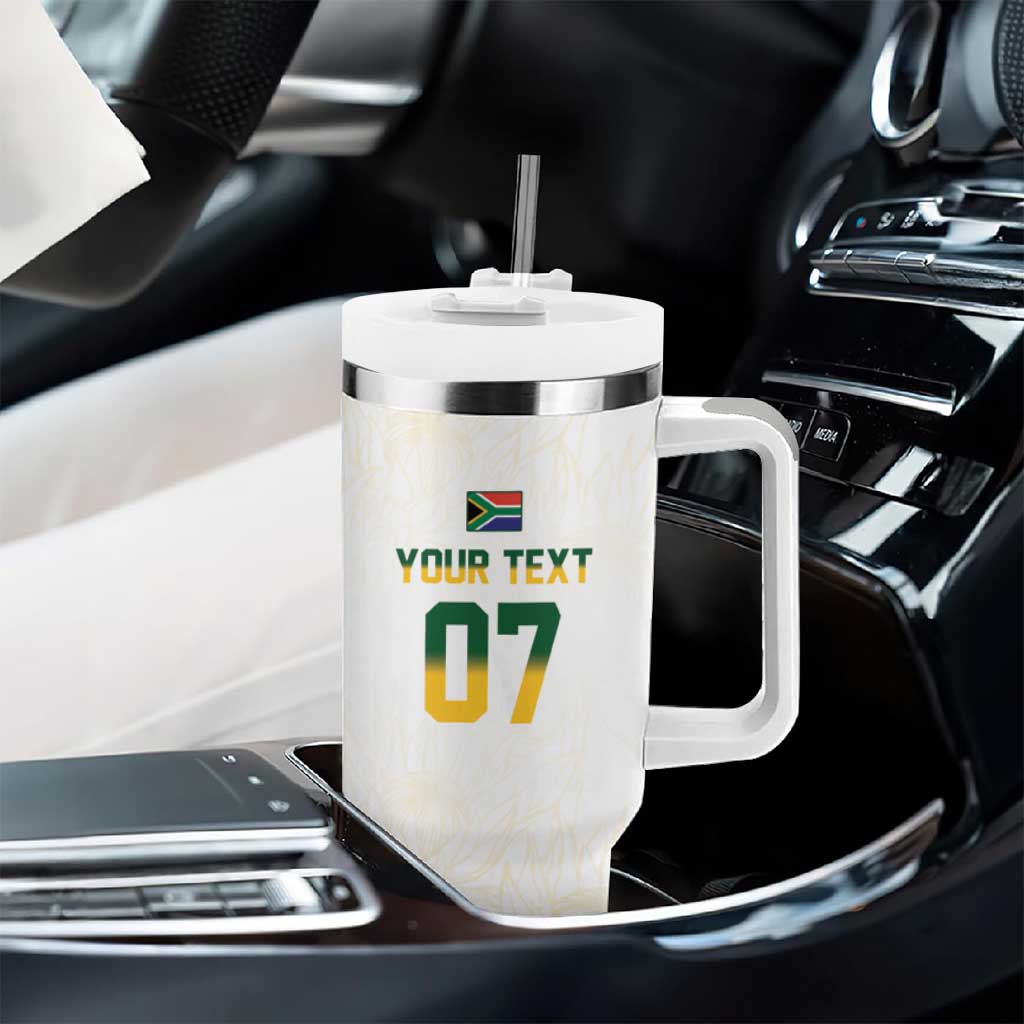 Custom South Africa Cricket Champion Tumbler With Handle Gold Proteas - All White - African Pride