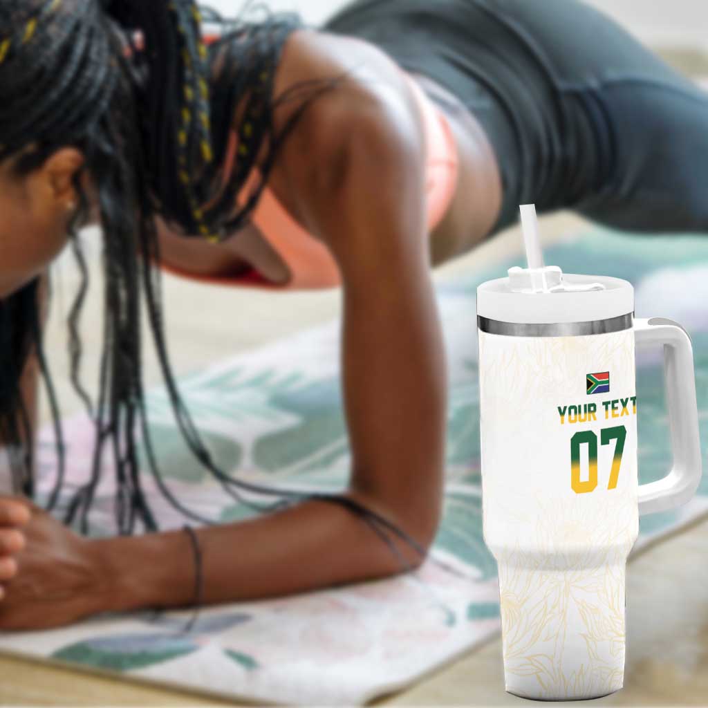 Custom South Africa Cricket Champion Tumbler With Handle Gold Proteas - All White - African Pride