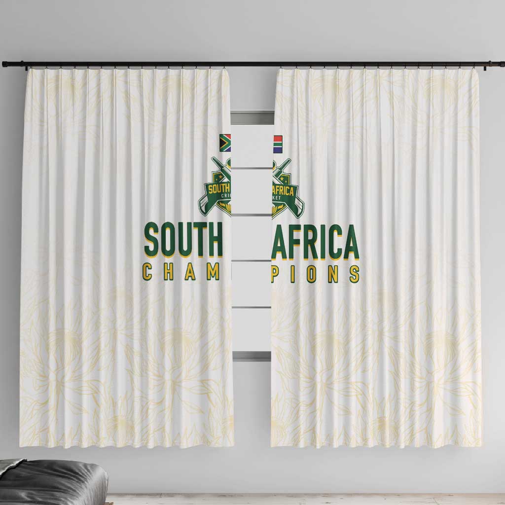 South Africa Cricket Champion Window Curtain Gold Proteas - All White - African Pride