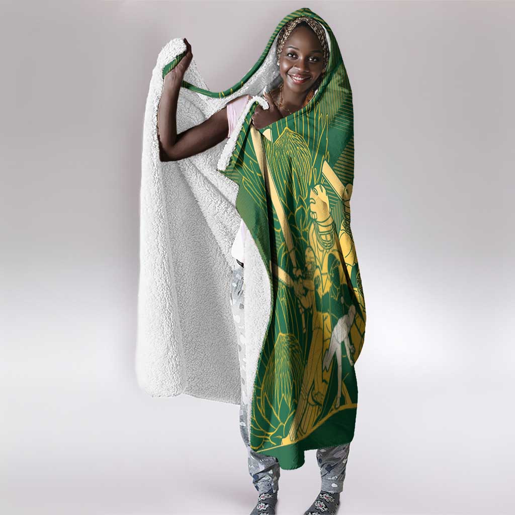 South Africa Cricket Champion Hooded Blanket Proteas Rock The World - African Pride