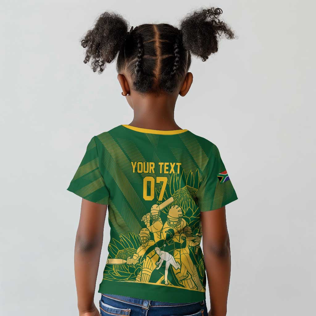 Custom South Africa Cricket Champion Kid T shirt Proteas Rock The World - African Pride