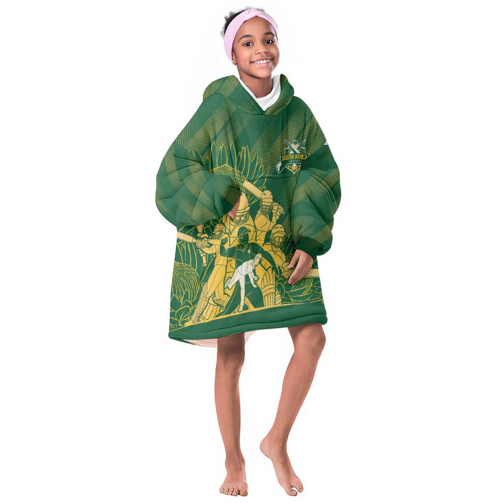 Custom South Africa Cricket Champion Kid Wearable Blanket Hoodie Proteas Rock The World - African Pride