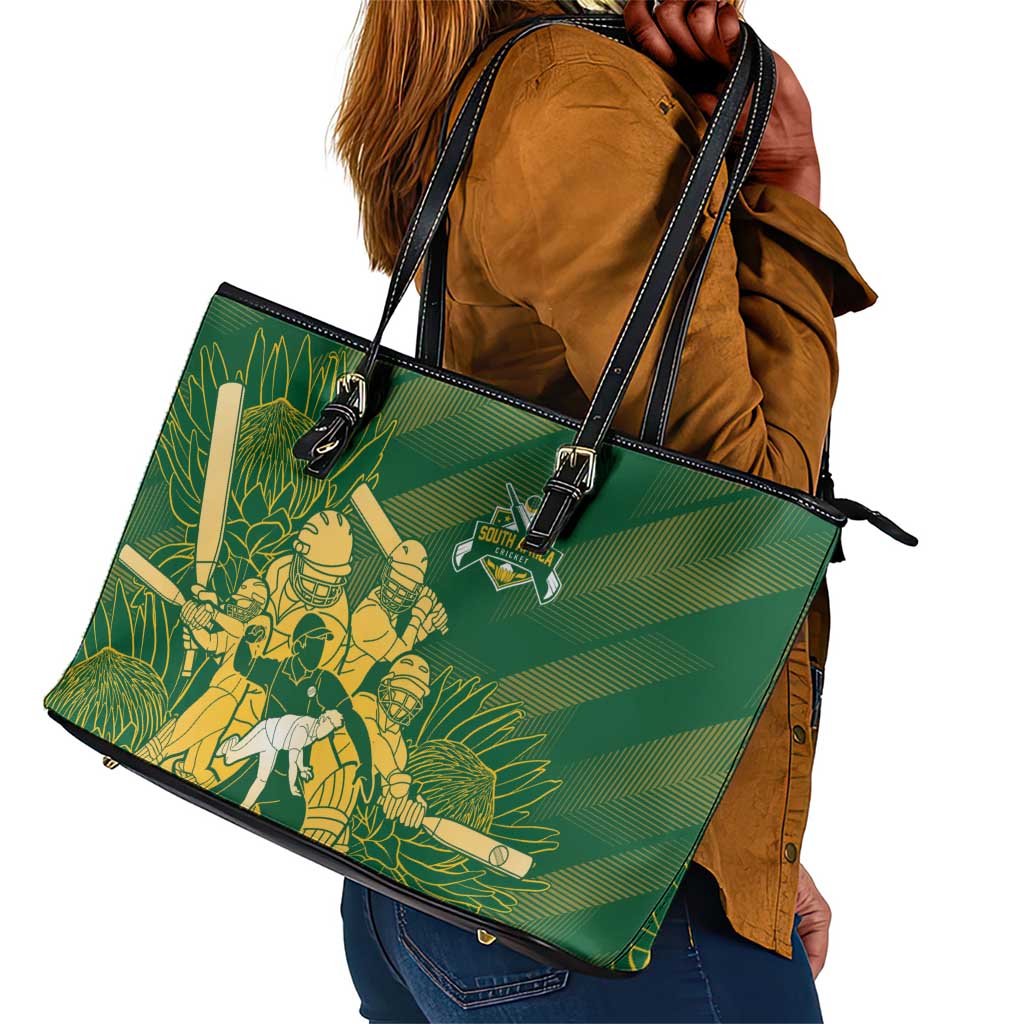 South Africa Cricket Champion Leather Tote Bag Proteas Rock The World - African Pride