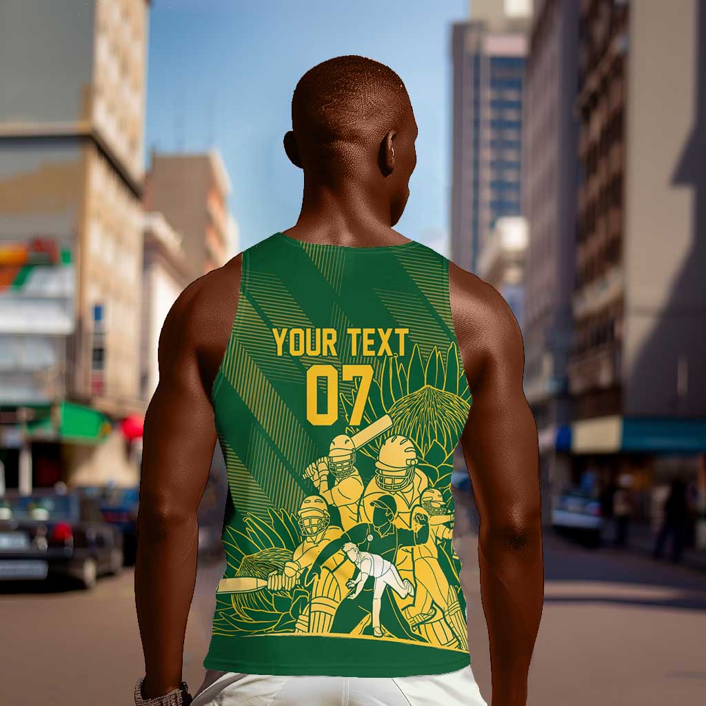 Custom South Africa Cricket Champion Men Tank Top Proteas Rock The World - African Pride
