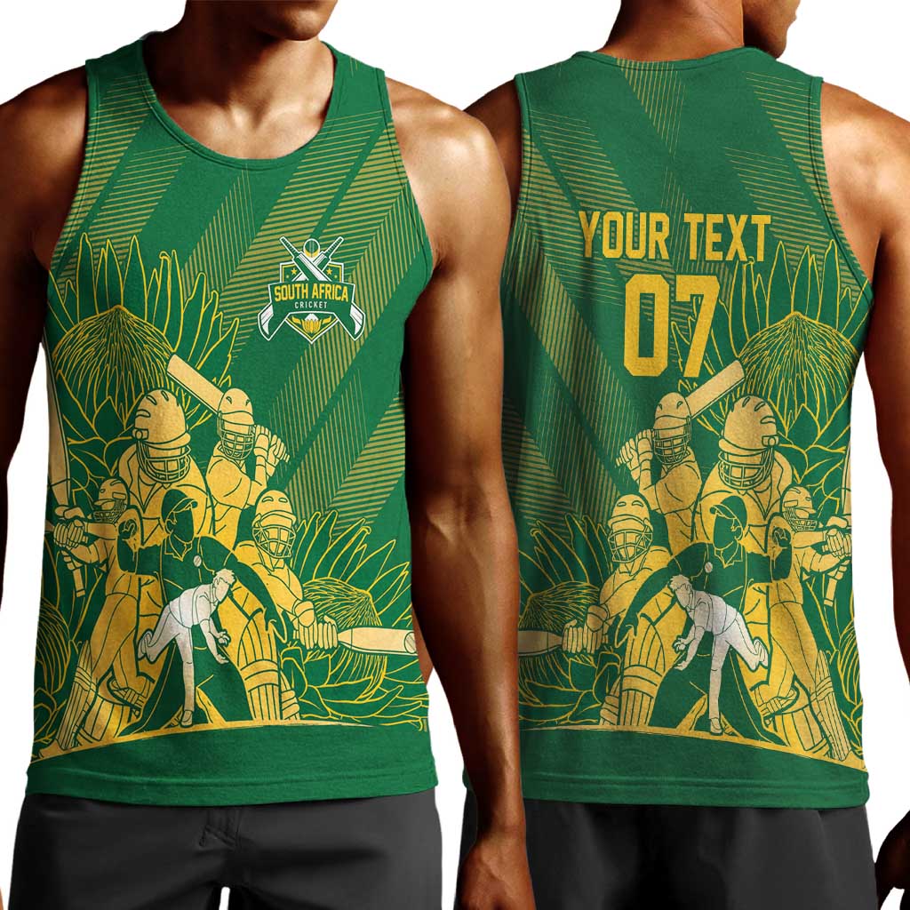 Custom South Africa Cricket Champion Men Tank Top Proteas Rock The World - African Pride