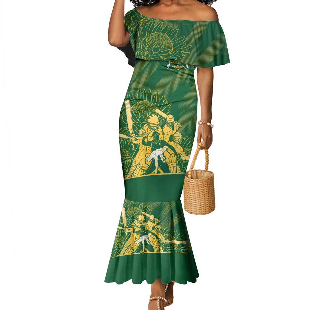 Custom South Africa Cricket Champion Mermaid Dress Proteas Rock The World - African Pride