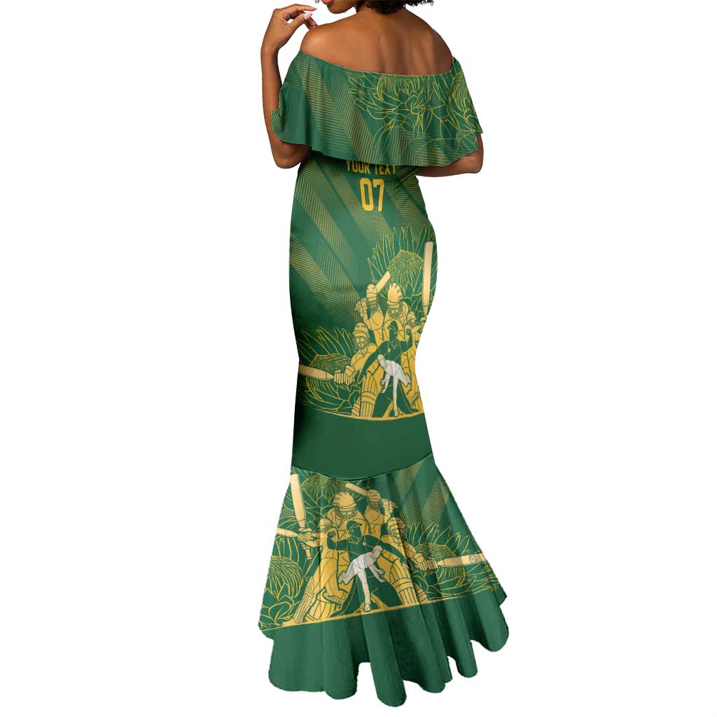 Custom South Africa Cricket Champion Mermaid Dress Proteas Rock The World - African Pride