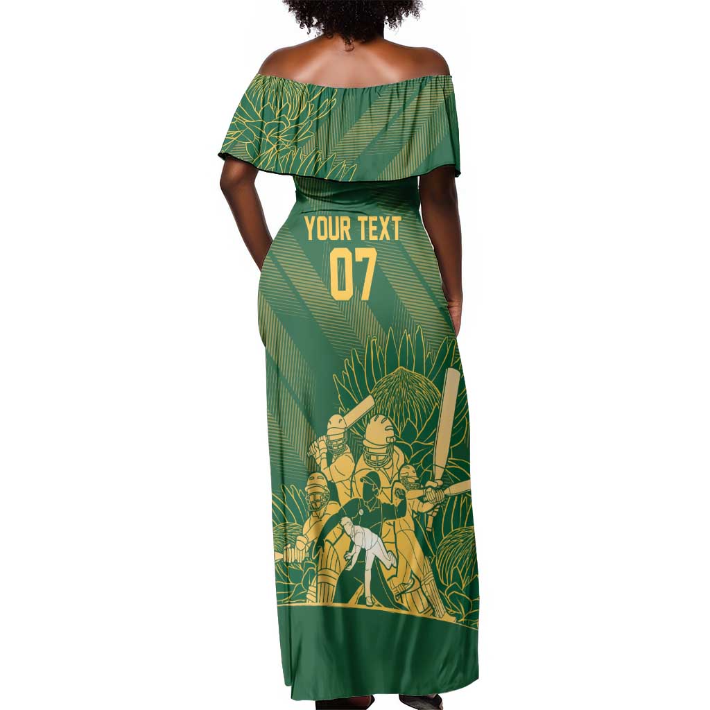 Custom South Africa Cricket Champion Off Shoulder Maxi Dress Proteas Rock The World - African Pride
