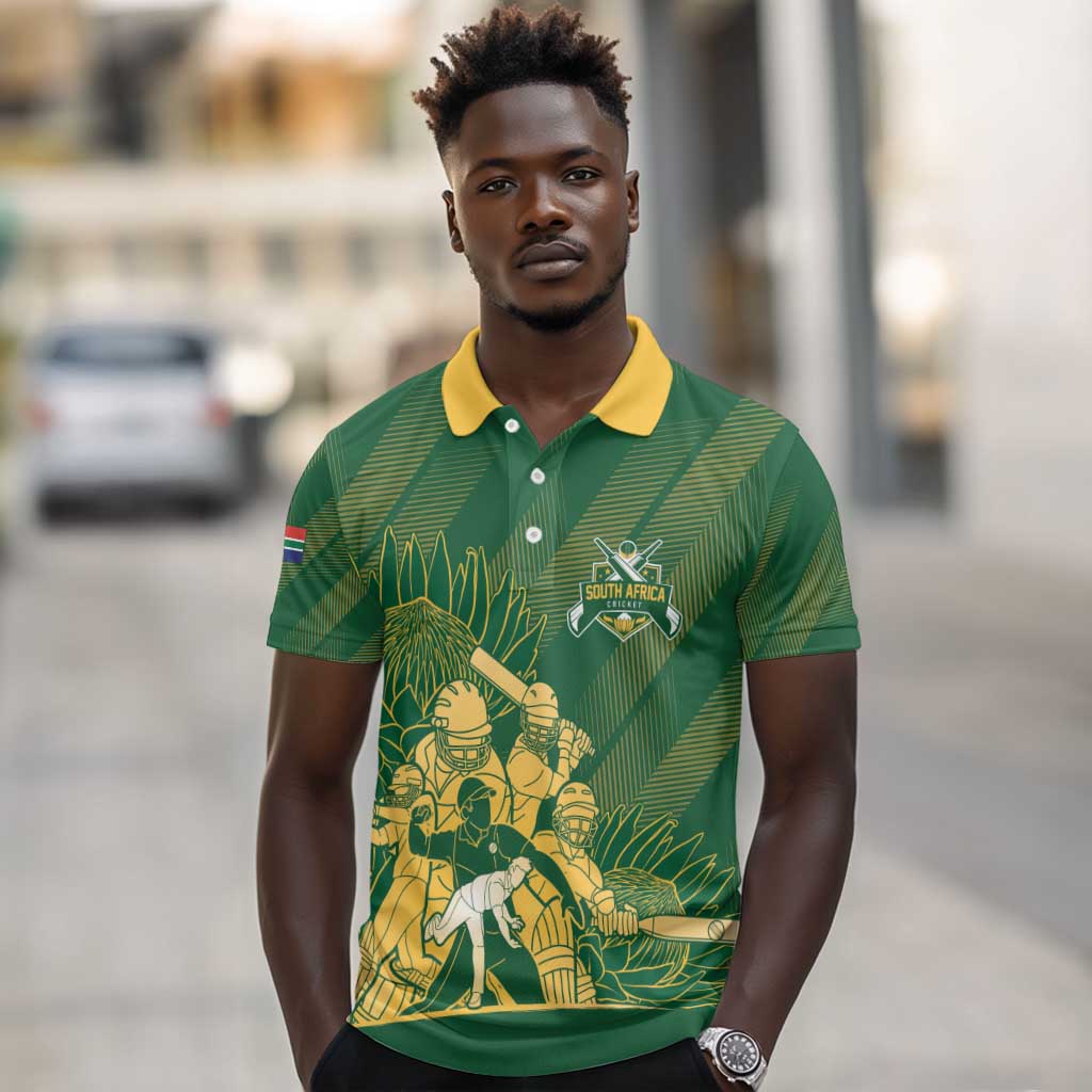 Custom South Africa Cricket Champion Polo Shirt Proteas Rock The World - African Pride