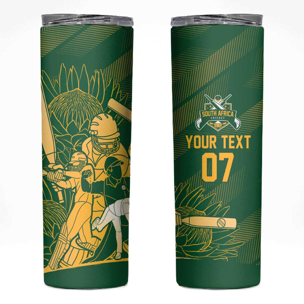 Custom South Africa Cricket Champion Skinny Tumbler Proteas Rock The World - African Pride