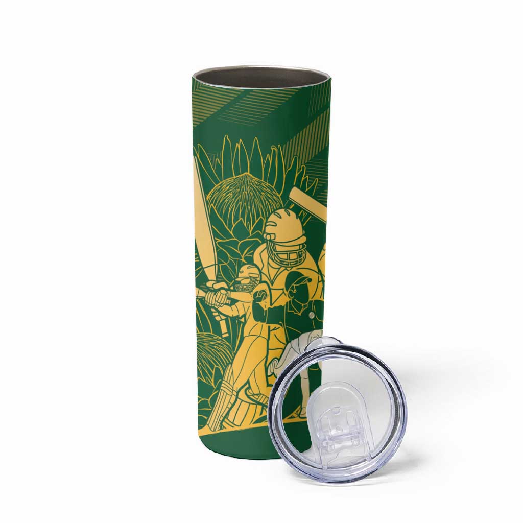 Custom South Africa Cricket Champion Skinny Tumbler Proteas Rock The World - African Pride